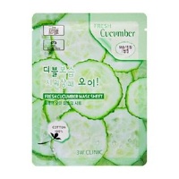 3W CLINIC Маска тканевая для лица Освежающая с Огурцом Fresh Cucumber Mask Sheet